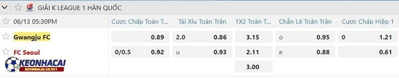 Tỷ lệ soi kèo nhà cái Gwangju FC vs FC Seoul Tỷ lệ soi kèo nhà cái Gwangju FC vs FC Seoul